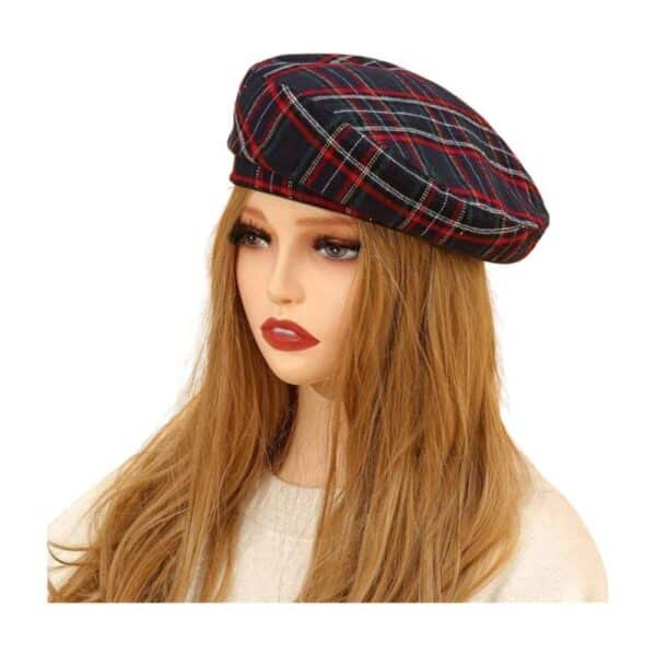 Women Trendy Street Fashion Flat Top Small Grid Pattern Beret - Image 7