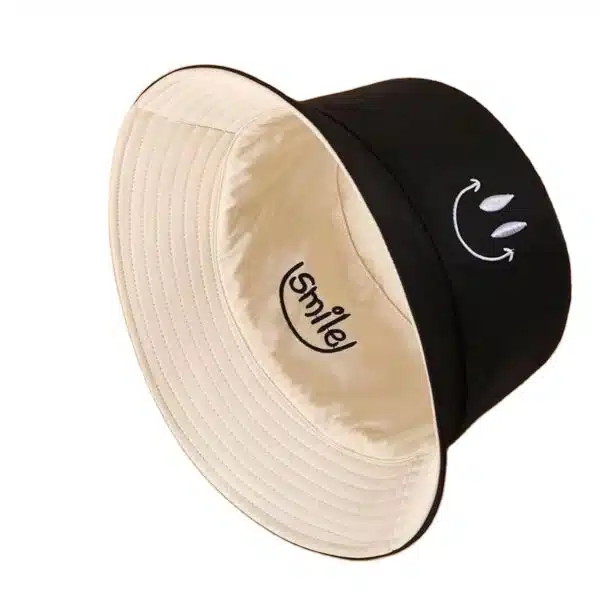 Cotton Double Sided Reversed Custom Embroidery Logo Shade Simple Bucket Hat - Image 6