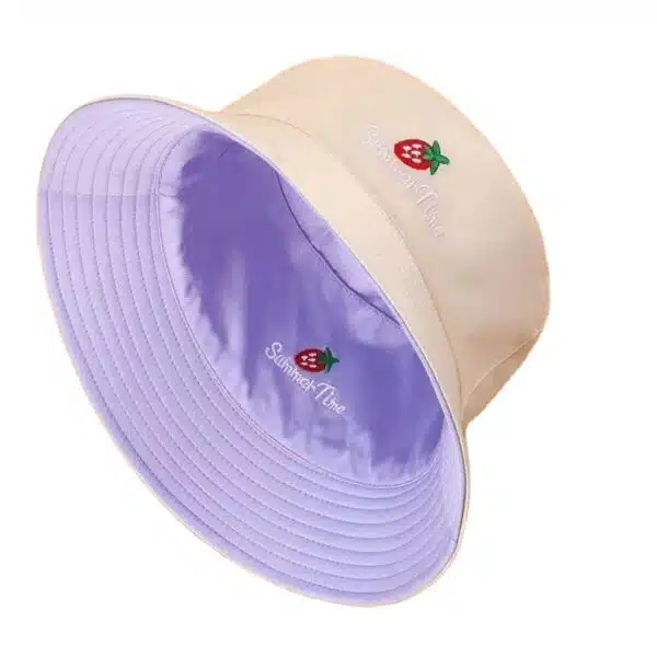 Cotton Double Sided Reversed Custom Embroidery Logo Shade Simple Bucket Hat - Image 7
