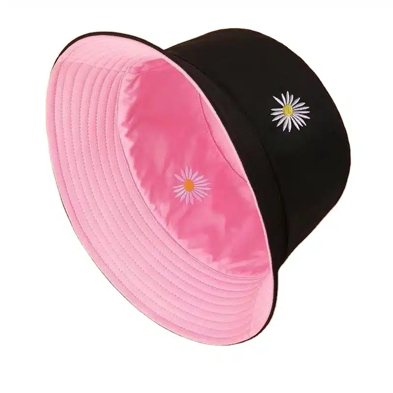 Cotton Double Sided Reversed Custom Embroidery Logo Shade Simple Bucket Hat - Image 2
