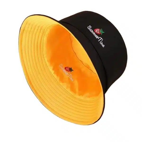 Cotton Double Sided Reversed Custom Embroidery Logo Shade Simple Bucket Hat - Image 3