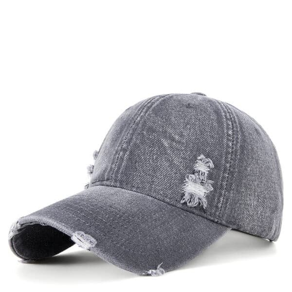 Custom Embroidery Logo Plain Denim Distressed Curved Brim Dad Cap - Image 7