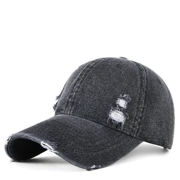 Custom Embroidery Logo Plain Denim Distressed Curved Brim Dad Cap - Image 3