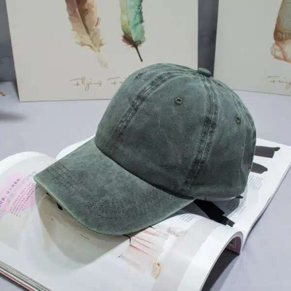 Custom Embroidery Logo Vintage Washed Denim Cotton 6 Panel Dad Hat - Image 6