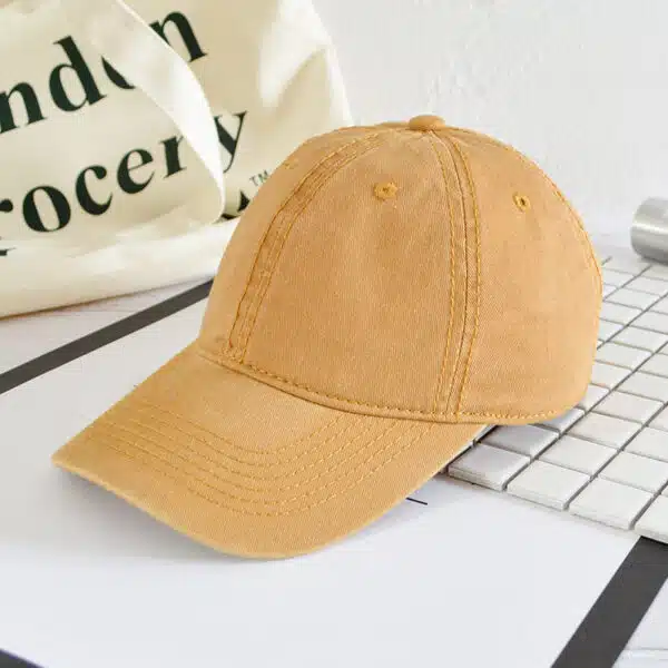 Custom Embroidery Logo Vintage Washed Denim Cotton 6 Panel Dad Hat - Image 2