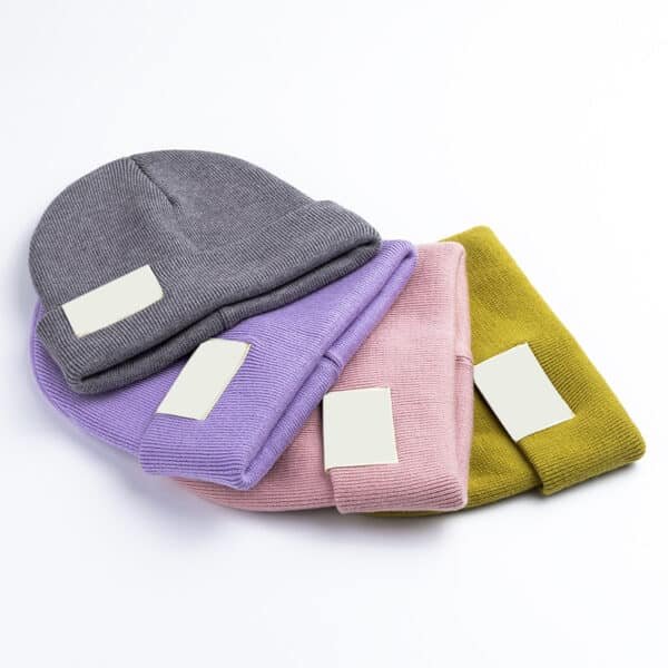 Sustainable Material Woven Label RPET Acrylic Winter Skull Gorra Beanie - Image 4