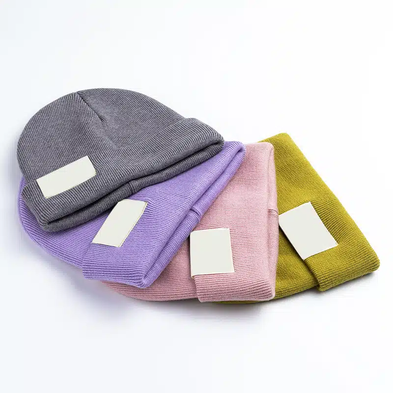 Sustainable Material Woven Label RPET Acrylic Winter Skull Gorra Beanie