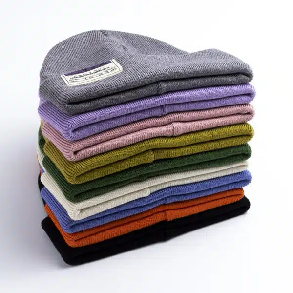 Sustainable Material Woven Label RPET Acrylic Winter Skull Gorra Beanie - Image 2