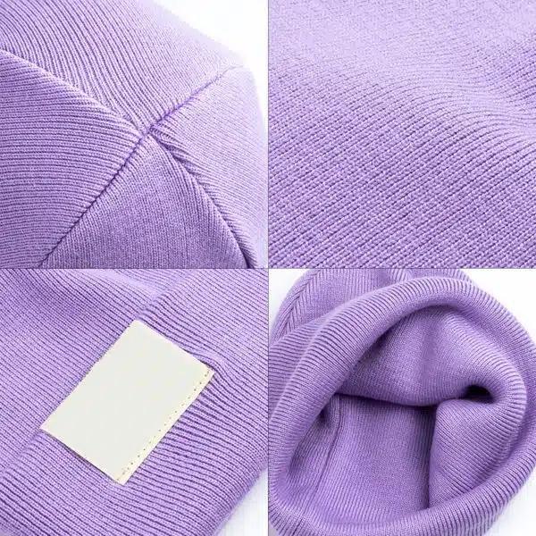Sustainable Material Woven Label RPET Acrylic Winter Skull Gorra Beanie - Image 6
