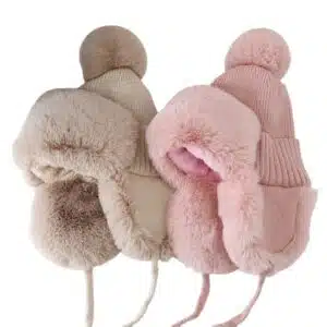Outdoor Windproof  Knitted Fur Ear Flap Trapper Hat For Women