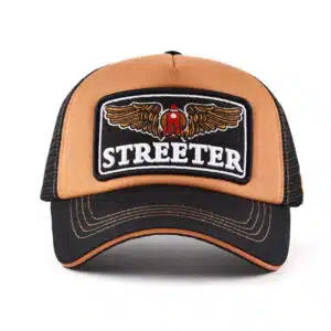 Custom Embroidered Brown Casquette Applique Embroidery Trucker Cap