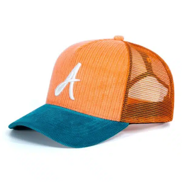 Men's Mesh Gorros Corduroy Embroidery Trucker Hat - Image 6