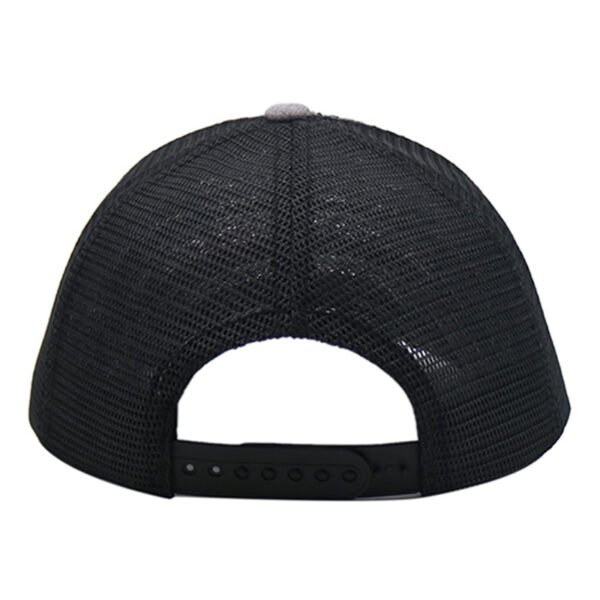 Gray Polyester Cotton 6 Panel Leather PatchTrucker Hat for Men - Image 7