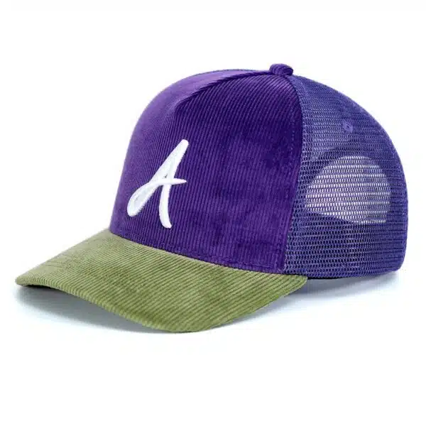 Men's Mesh Gorros Corduroy Embroidery Trucker Hat - Image 7