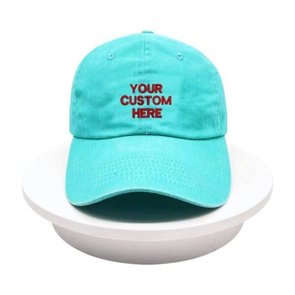 Custom Embroidery Logo Distressed Wash 6 Panel Cotton Dad Hat - Image 2