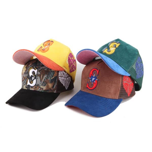 Wholesale 5-Panel Custom Embroidered Suede Trucker Cap - Image 2