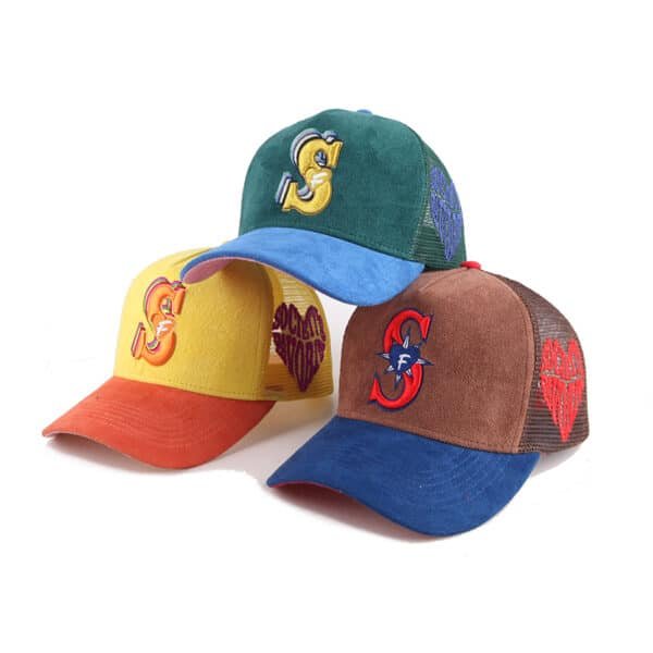 Wholesale 5-Panel Custom Embroidered Suede Trucker Cap - Image 7