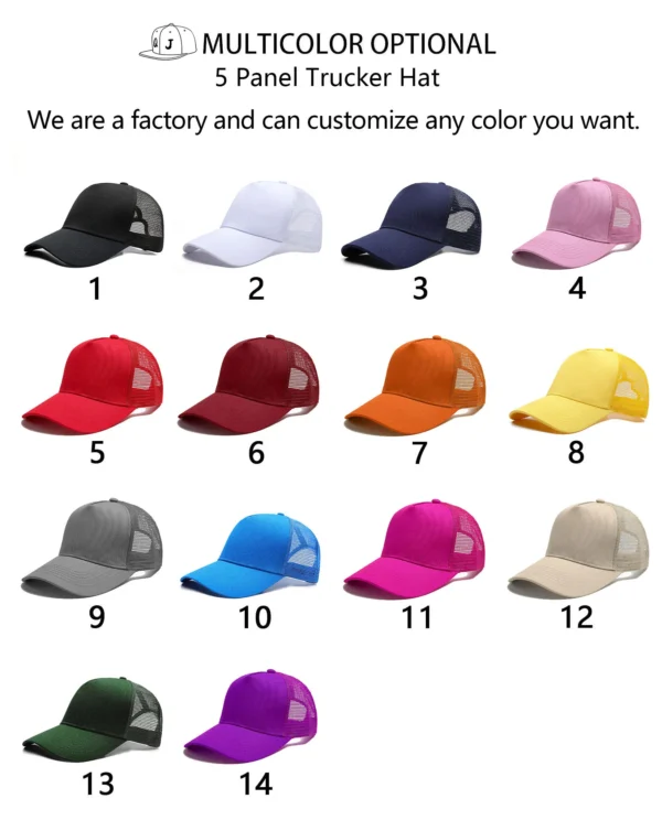 Custom logo 3D Embroidery 5 Panel Blank Mesh Cap - Image 6