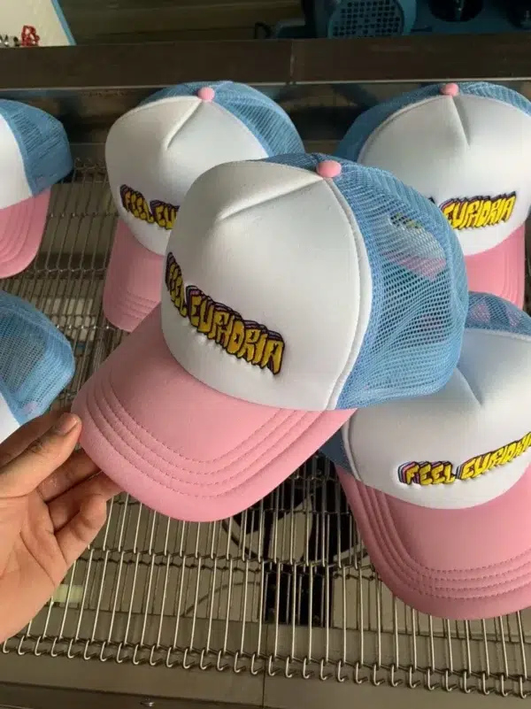 Custom logo 3D Embroidery 5 Panel Blank Mesh Cap - Image 2